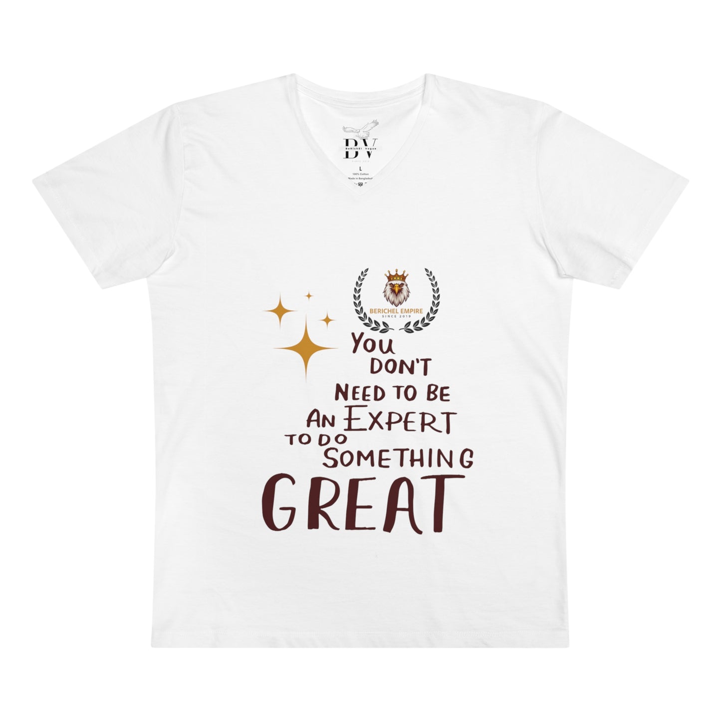Inspiring Men's V-neck T-Shirt - Motivational Quote Tee, Gift for Graduates, Inspirational Apparel, Casual Wear, Positive Message Shirt