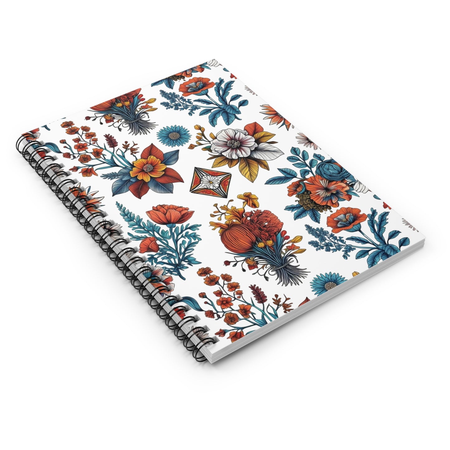 Floral Spiral Notebook - Ruled Lines | Botanical Journal for Creativity, Gift for Students, Nature Lovers, Writing, Art Supplies