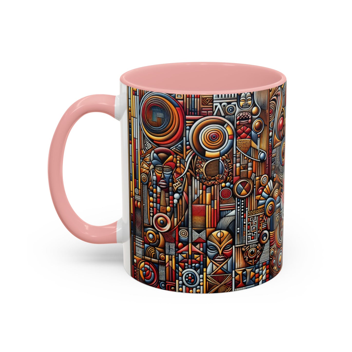 Accent Coffee Mug - Tribal Spiritual Design, Unique Gift for Coffee Lovers, Boho Decor, Home Office Mug, Ceremonial Poetry Edition