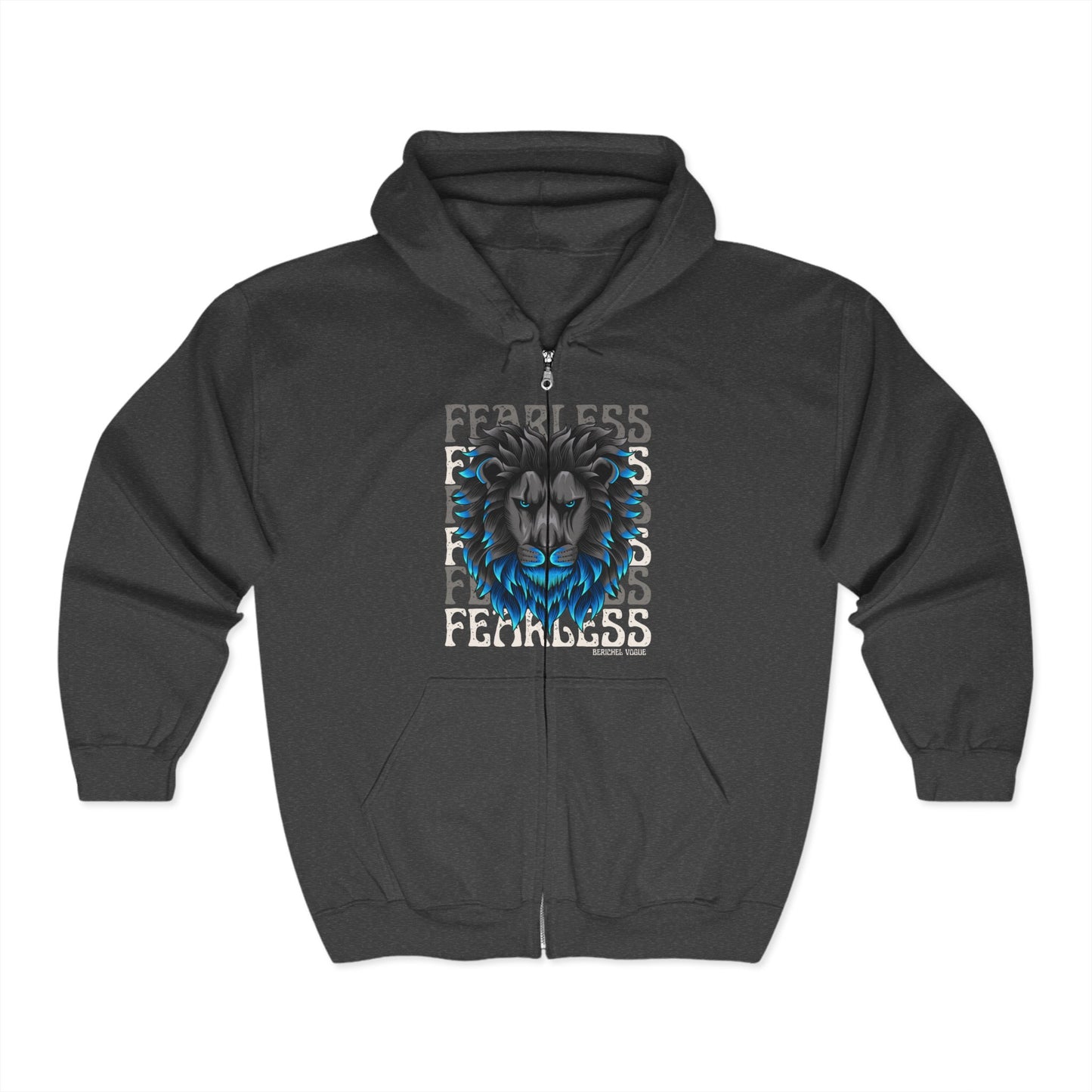Fearless Zebra Hoodie, Unisex Full Zip Sweatshirt, Inspirational Apparel, Gift for Adventurers, Everyday Comfort Wear
