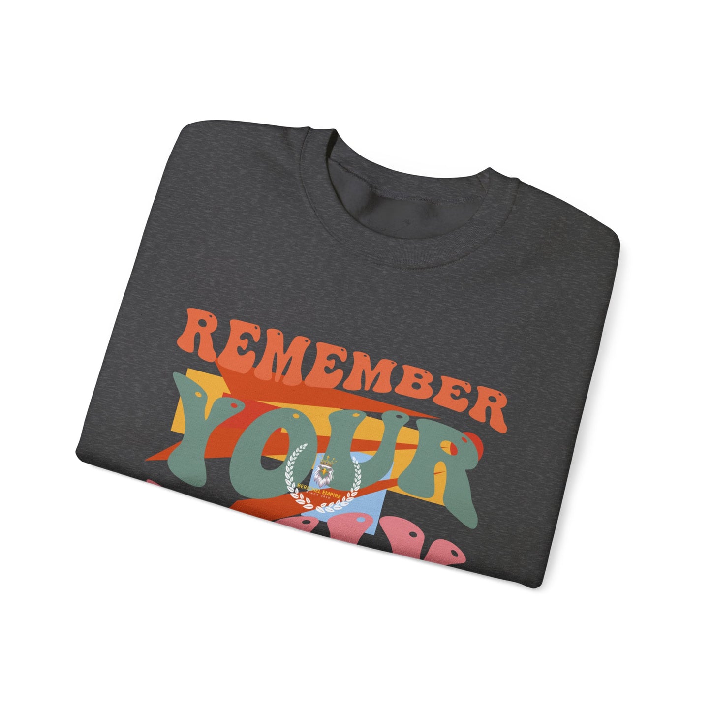 BeRichEl Vogue's Motivational Crewneck Sweatshirt | Remember Your Why, Inspirational Gift, Cozy Pullover, Uplifting Apparel, Perfect for Mindfulness