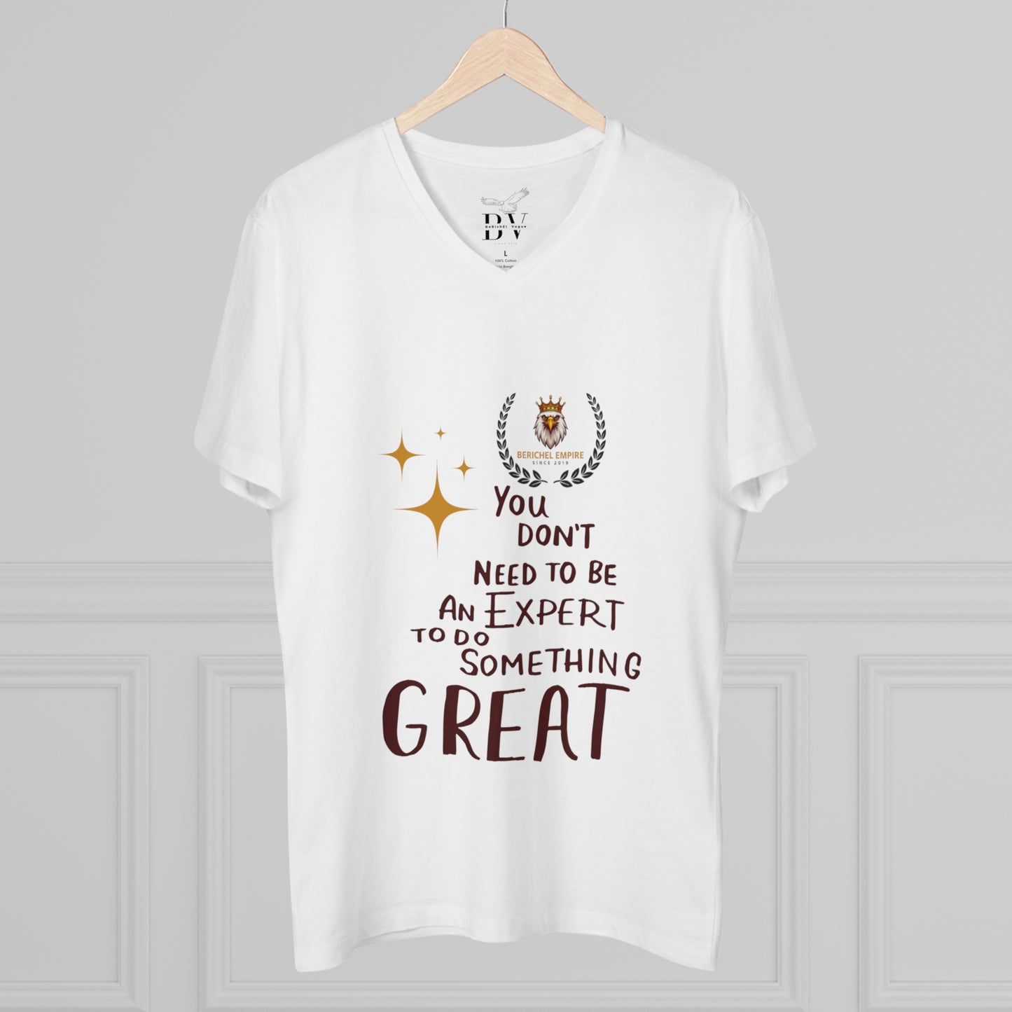 Inspiring Men's V-neck T-Shirt - Motivational Quote Tee, Gift for Graduates, Inspirational Apparel, Casual Wear, Positive Message Shirt