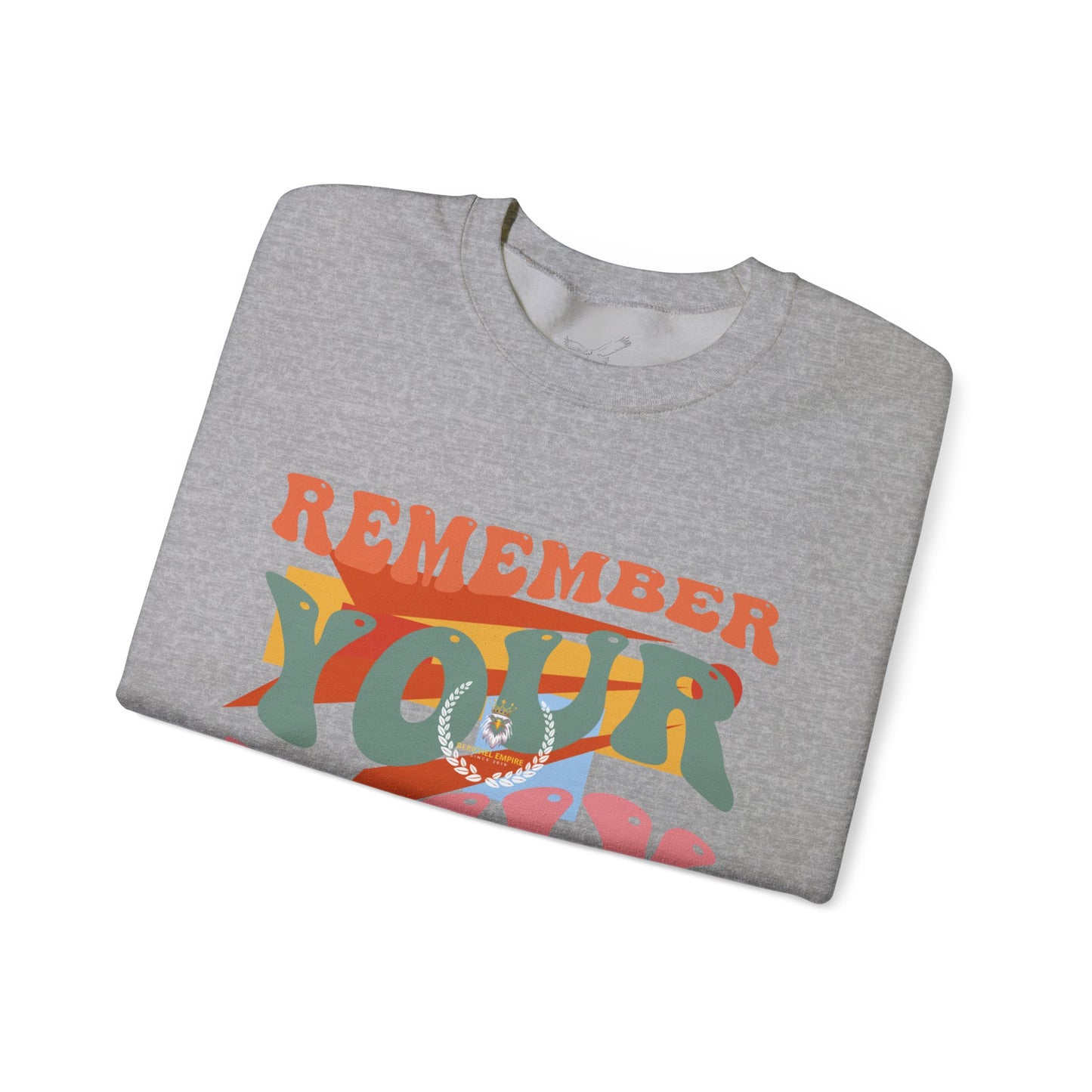 BeRichEl Vogue's Motivational Crewneck Sweatshirt | Remember Your Why, Inspirational Gift, Cozy Pullover, Uplifting Apparel, Perfect for Mindfulness
