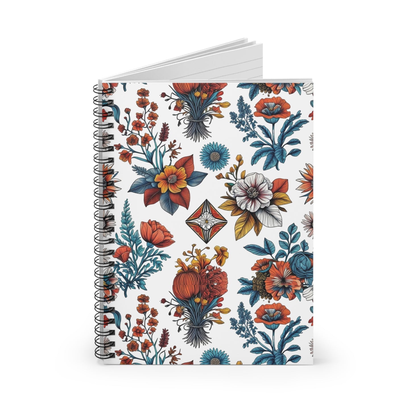 Floral Spiral Notebook - Ruled Lines | Botanical Journal for Creativity, Gift for Students, Nature Lovers, Writing, Art Supplies