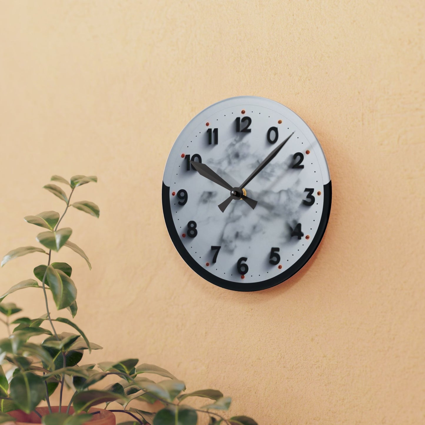 Modern Marble Acrylic Wall Clock, Home Decor, Chic Timepiece, Minimalist Design, Wall Art, Gift for Her, Office Decor