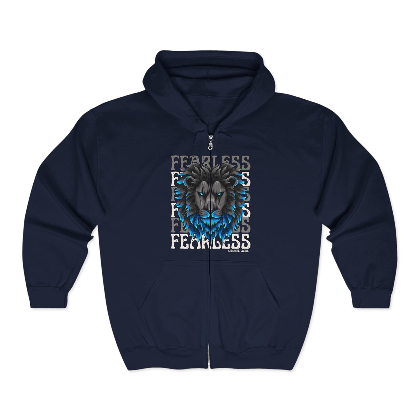 Fearless Zebra Hoodie, Unisex Full Zip Sweatshirt, Inspirational Apparel, Gift for Adventurers, Everyday Comfort Wear