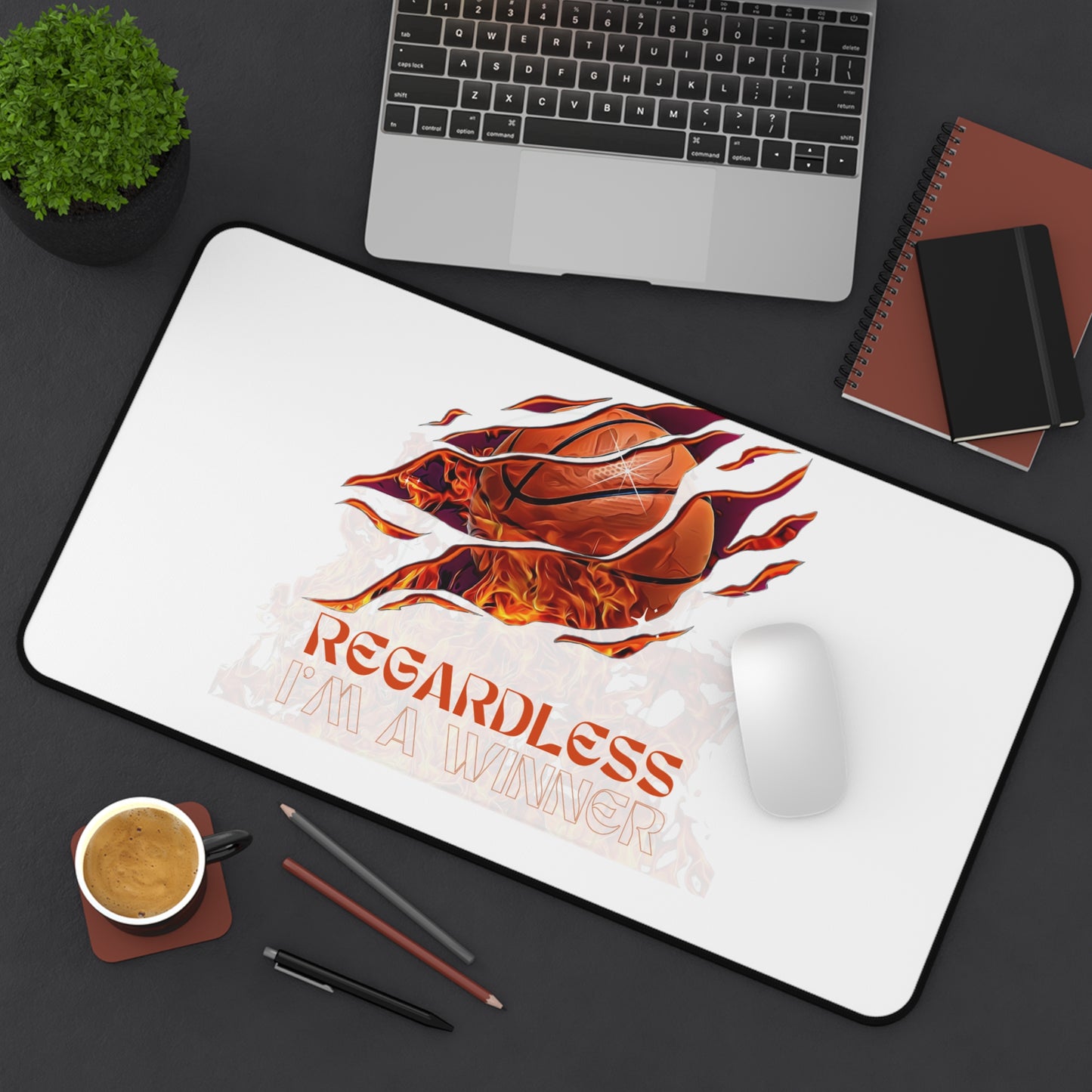 Basketball Desk Mat, Sports Office Decor, Gamer Mouse Pad, Motivational Gift, Unique Desk Accessories, Inspirational Home Office