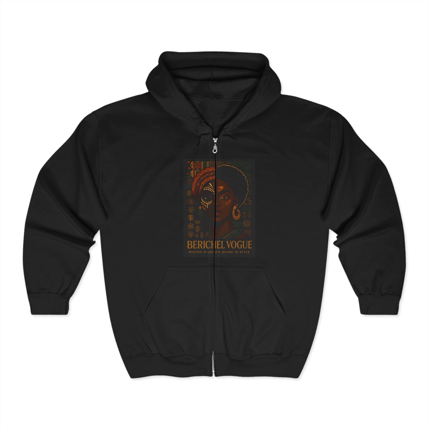 Cultural Art Zip Hoodie, Unisex Heavy Blend Sweatshirt, Vibrant Mask Design, Unique Fashion Statement, Perfect Gift for Art Lovers