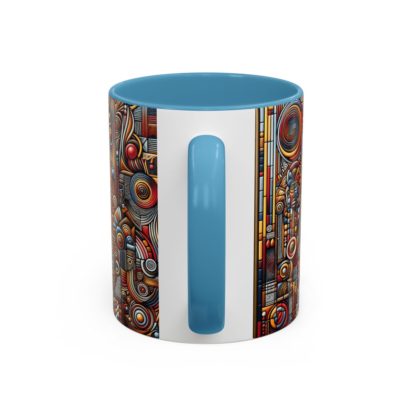 Accent Coffee Mug - Tribal Spiritual Design, Unique Gift for Coffee Lovers, Boho Decor, Home Office Mug, Ceremonial Poetry Edition