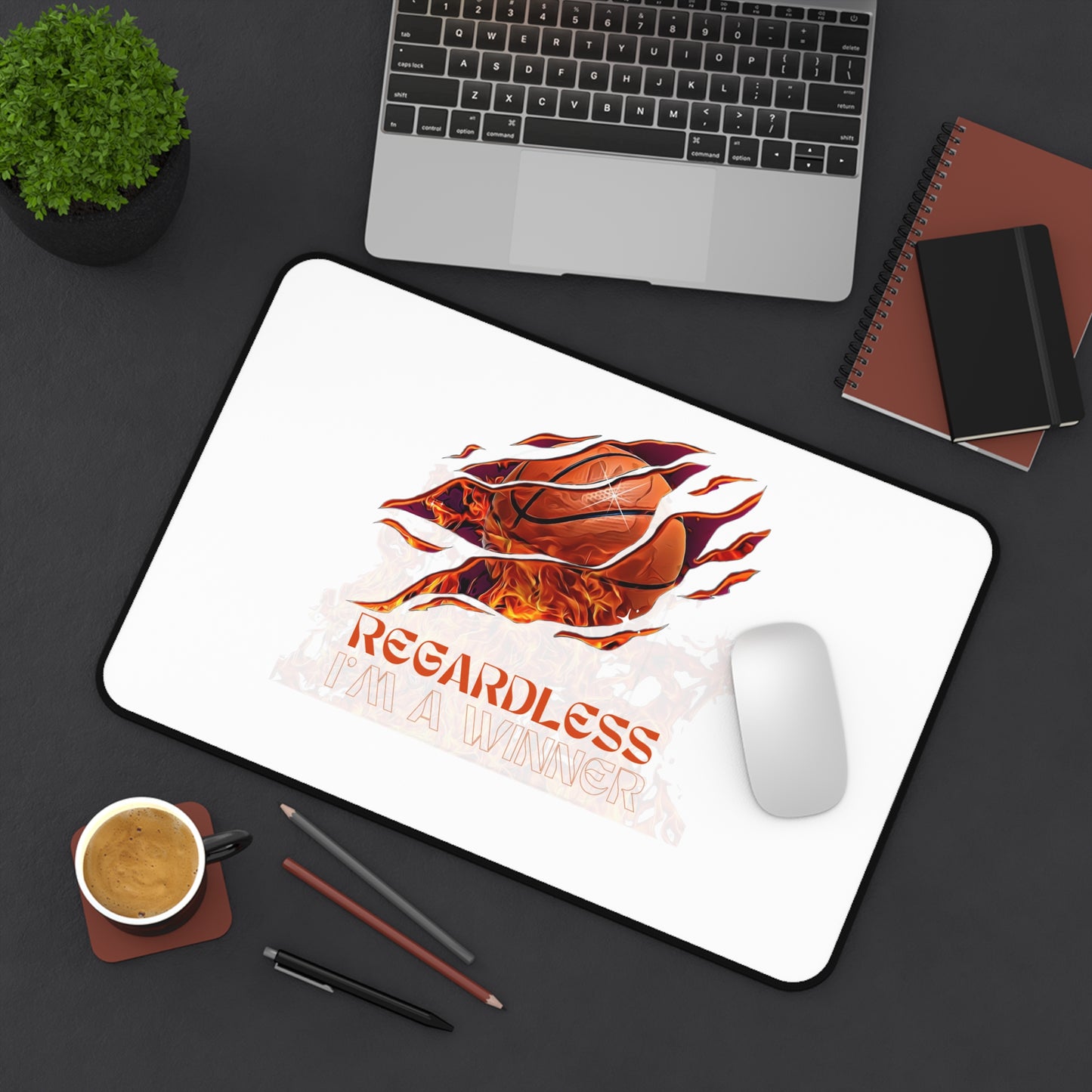Basketball Desk Mat, Sports Office Decor, Gamer Mouse Pad, Motivational Gift, Unique Desk Accessories, Inspirational Home Office