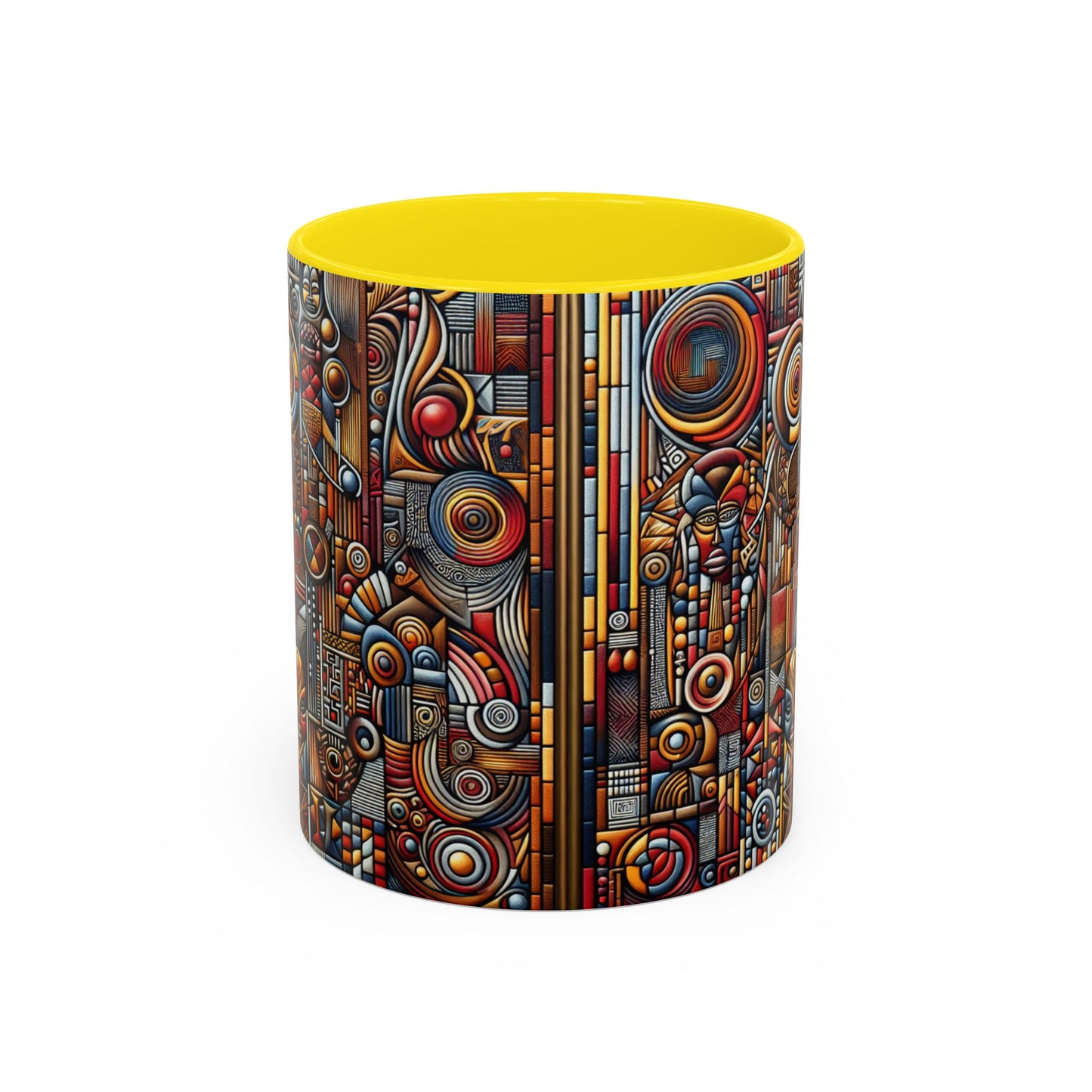 Accent Coffee Mug - Tribal Spiritual Design, Unique Gift for Coffee Lovers, Boho Decor, Home Office Mug, Ceremonial Poetry Edition
