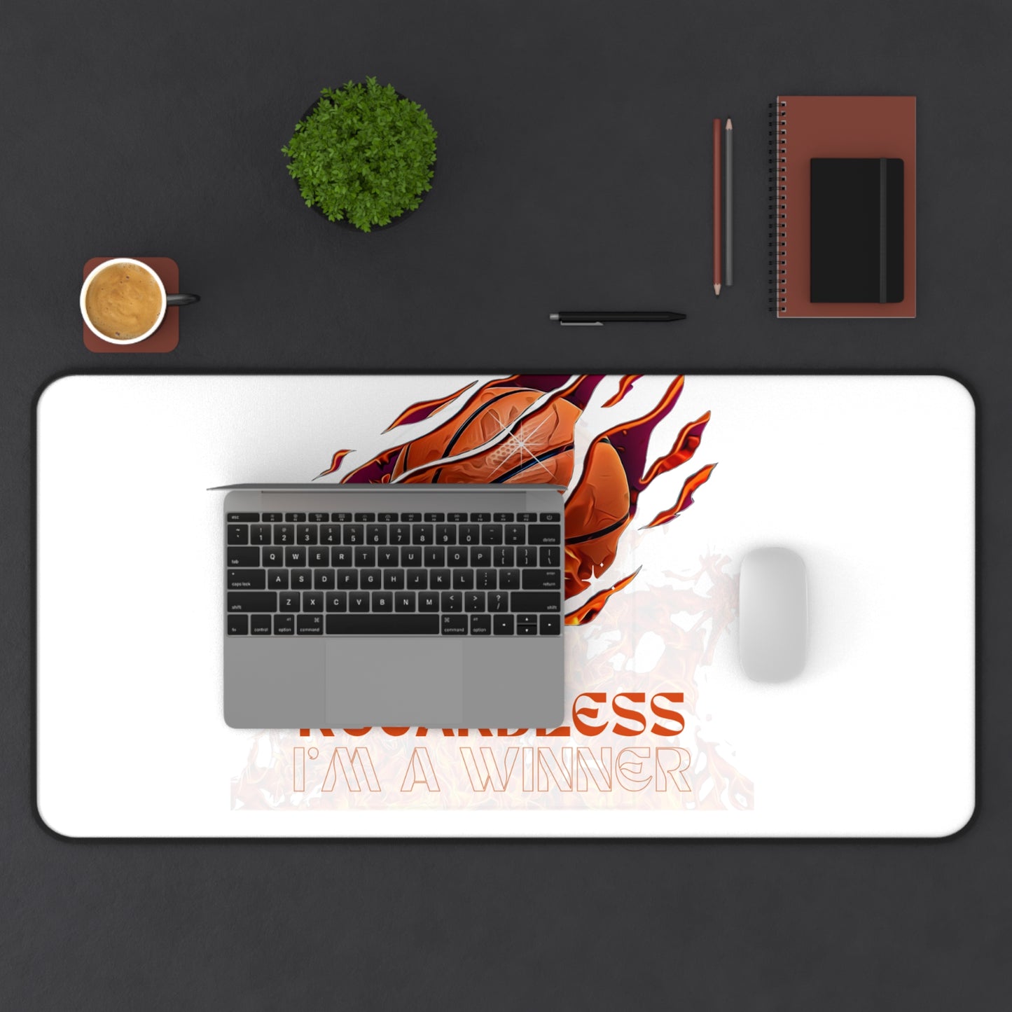 Basketball Desk Mat, Sports Office Decor, Gamer Mouse Pad, Motivational Gift, Unique Desk Accessories, Inspirational Home Office