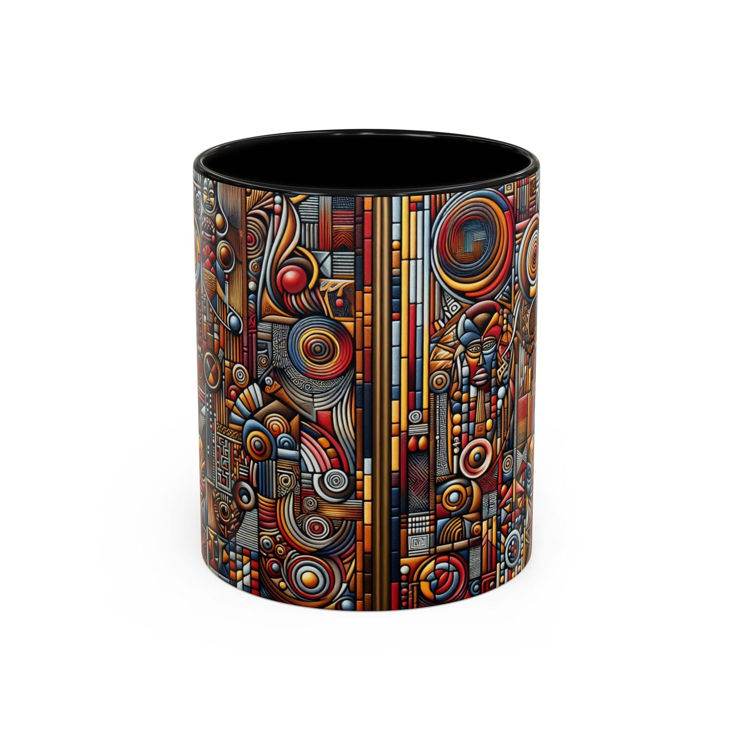 Accent Coffee Mug - Tribal Spiritual Design, Unique Gift for Coffee Lovers, Boho Decor, Home Office Mug, Ceremonial Poetry Edition