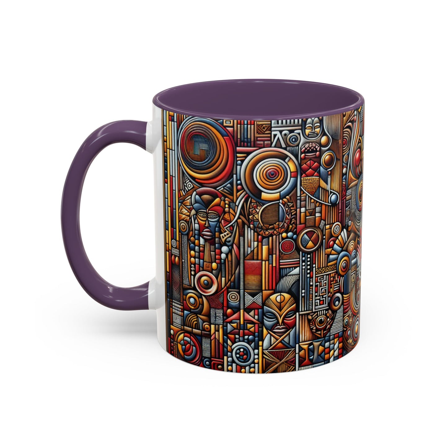 Accent Coffee Mug - Tribal Spiritual Design, Unique Gift for Coffee Lovers, Boho Decor, Home Office Mug, Ceremonial Poetry Edition