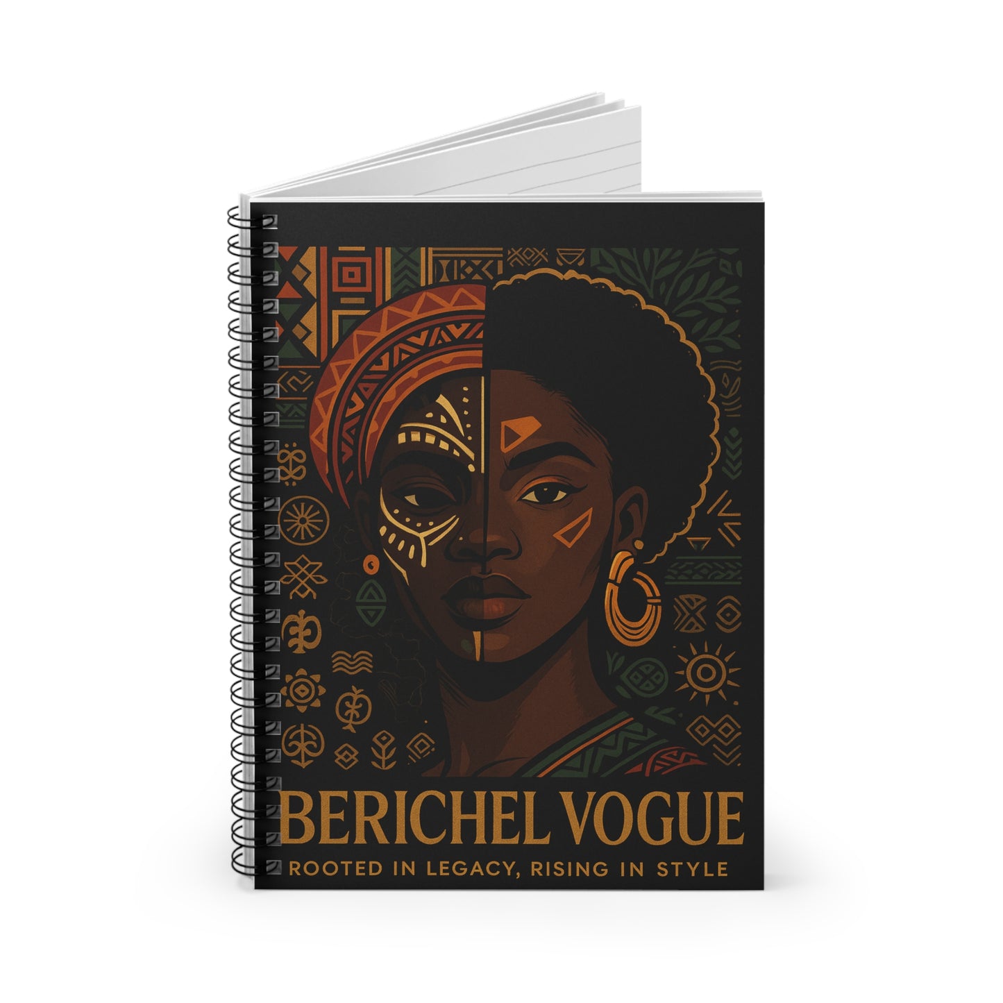 Cultural Empowerment Notebook - African Art, Inspirational Journal, Gift for Creatives, Unique Spiral Notebook, Ethnic Design