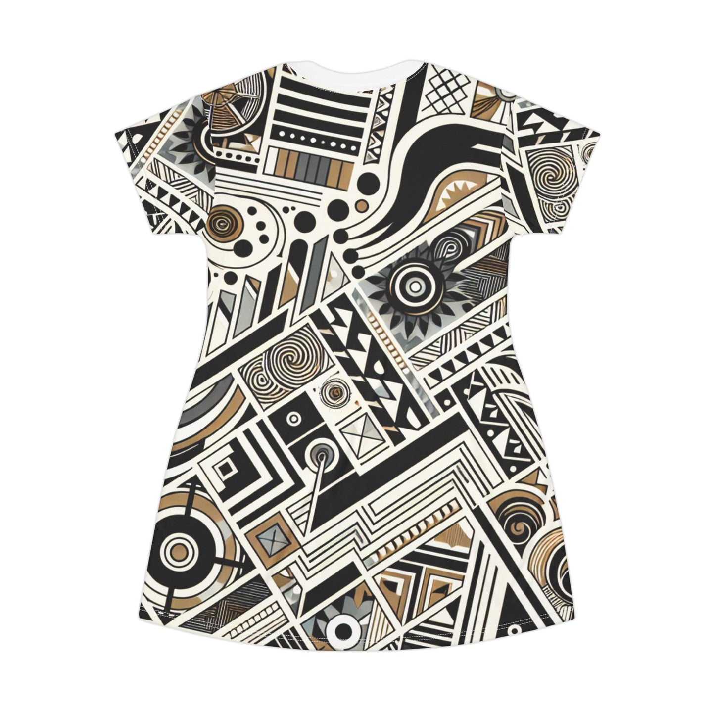 Boho Chic T-Shirt Dress, Abstract Print Casual Dress, Unique Summer Outfit, Festival Wear, Everyday Fashion