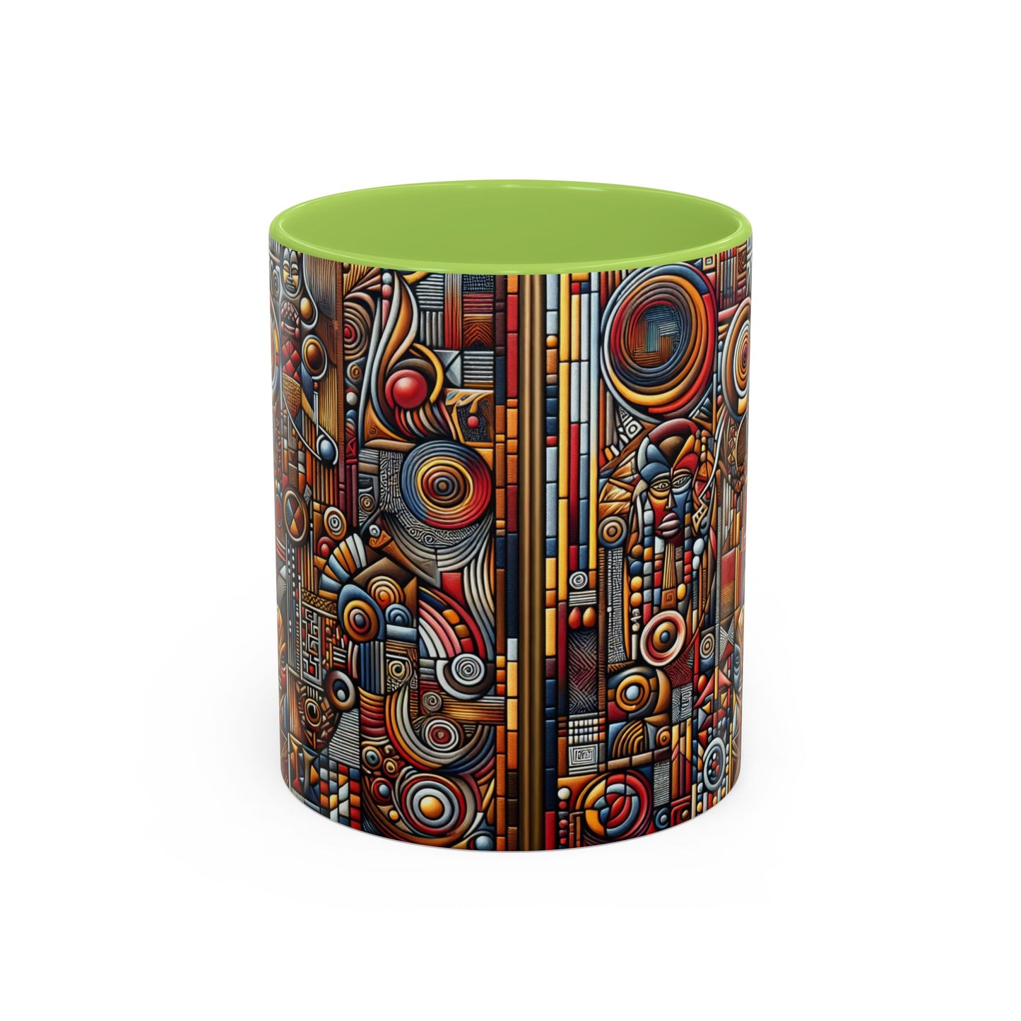 Accent Coffee Mug - Tribal Spiritual Design, Unique Gift for Coffee Lovers, Boho Decor, Home Office Mug, Ceremonial Poetry Edition