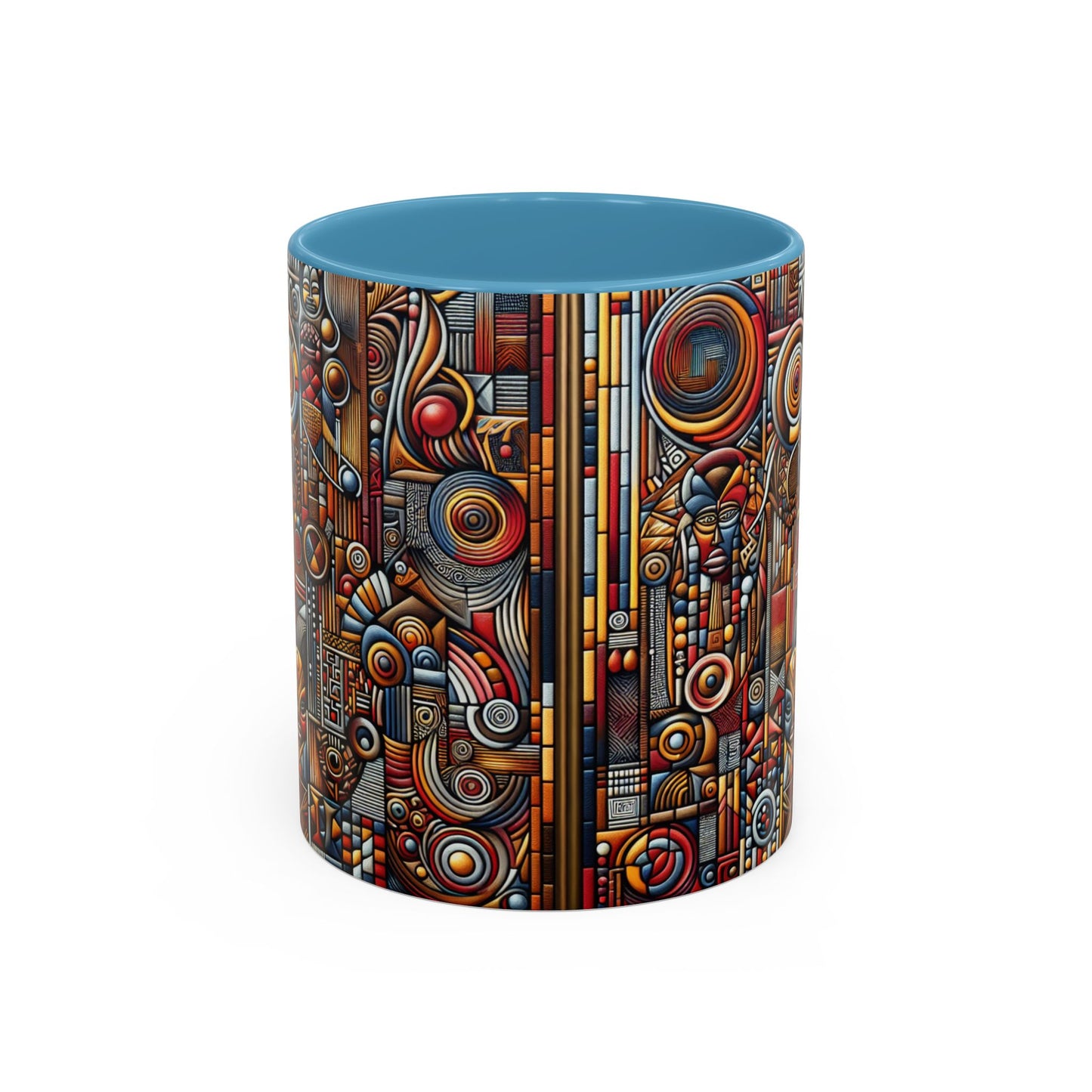 Accent Coffee Mug - Tribal Spiritual Design, Unique Gift for Coffee Lovers, Boho Decor, Home Office Mug, Ceremonial Poetry Edition