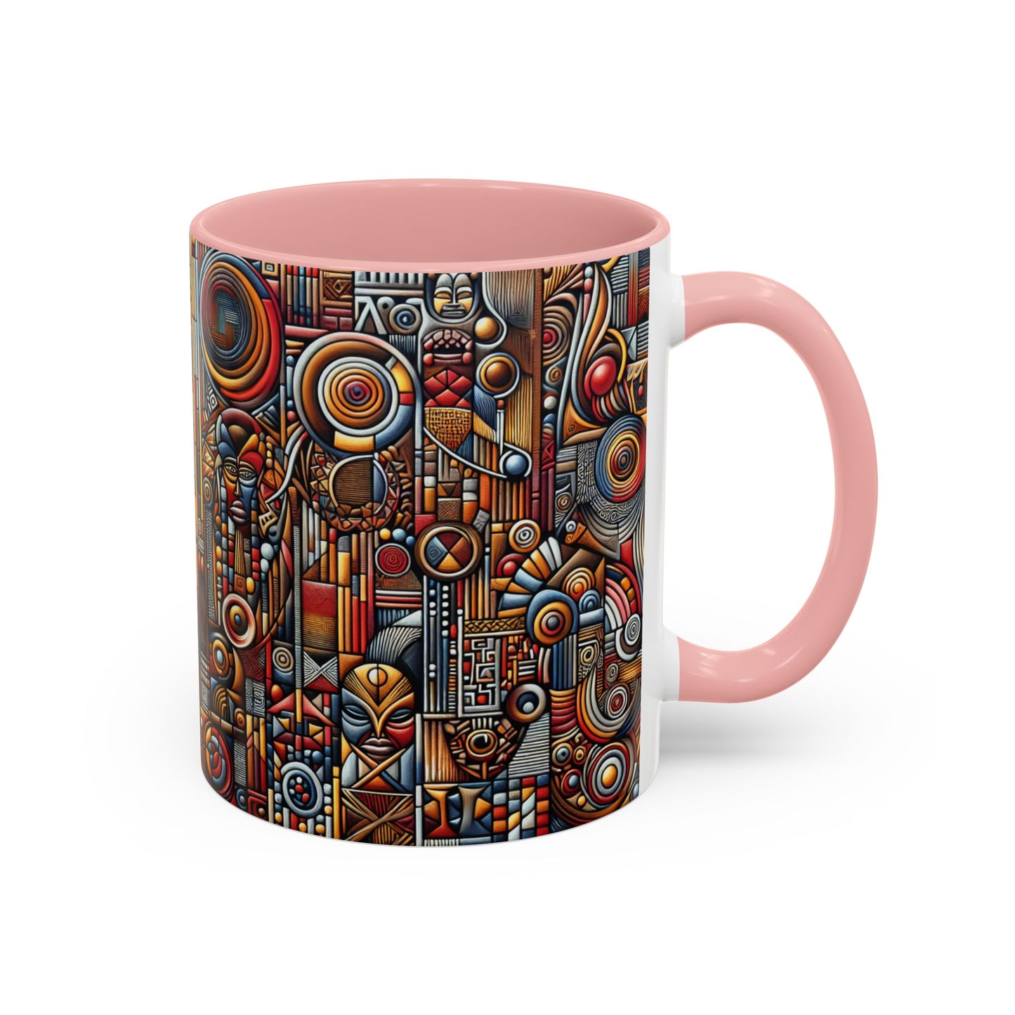 Accent Coffee Mug - Tribal Spiritual Design, Unique Gift for Coffee Lovers, Boho Decor, Home Office Mug, Ceremonial Poetry Edition