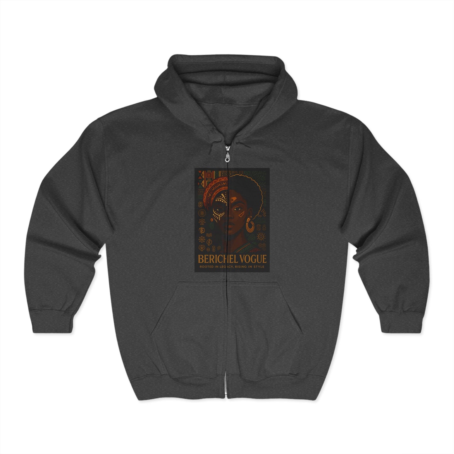 Cultural Art Zip Hoodie, Unisex Heavy Blend Sweatshirt, Vibrant Mask Design, Unique Fashion Statement, Perfect Gift for Art Lovers