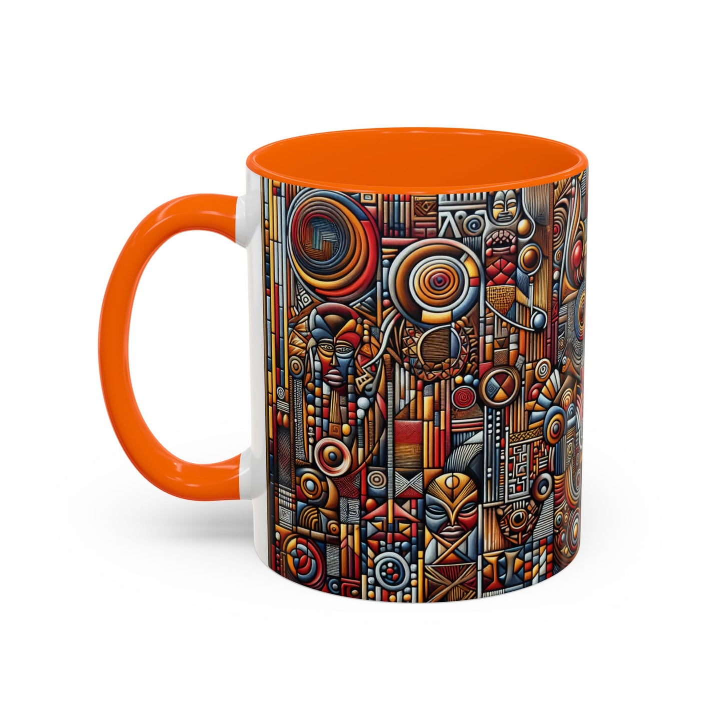Accent Coffee Mug - Tribal Spiritual Design, Unique Gift for Coffee Lovers, Boho Decor, Home Office Mug, Ceremonial Poetry Edition