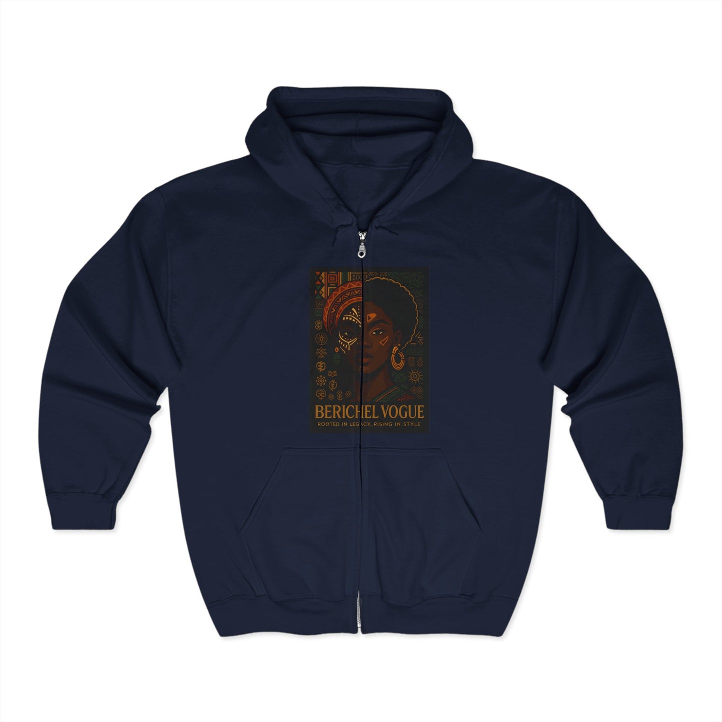 Cultural Art Zip Hoodie, Unisex Heavy Blend Sweatshirt, Vibrant Mask Design, Unique Fashion Statement, Perfect Gift for Art Lovers