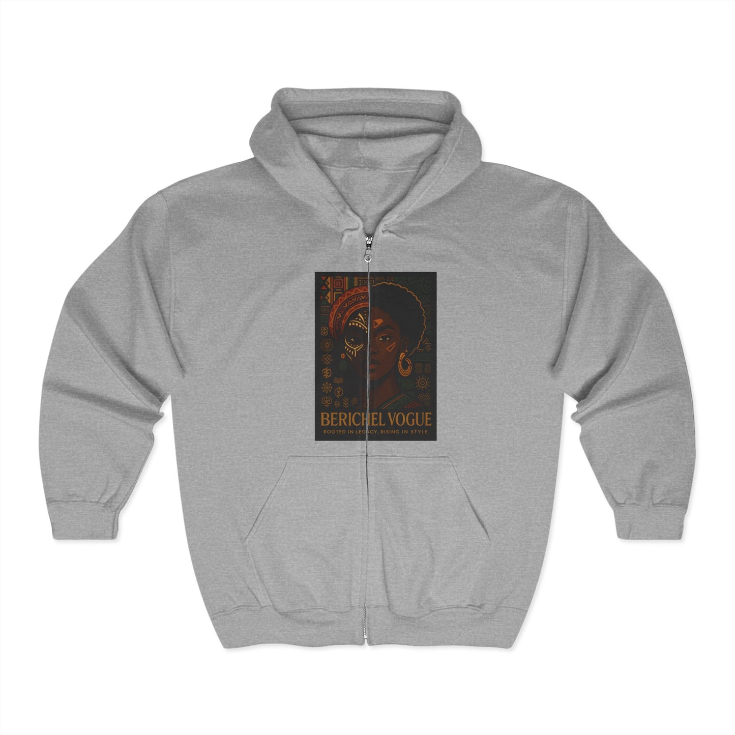 Cultural Art Zip Hoodie, Unisex Heavy Blend Sweatshirt, Vibrant Mask Design, Unique Fashion Statement, Perfect Gift for Art Lovers