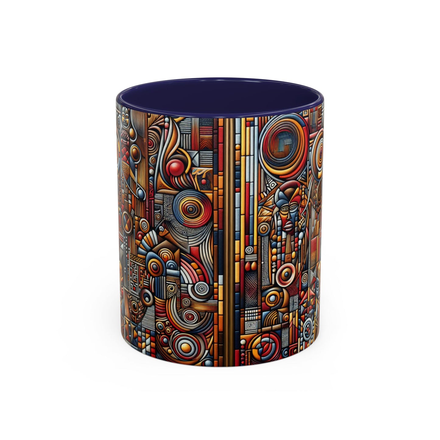 Accent Coffee Mug - Tribal Spiritual Design, Unique Gift for Coffee Lovers, Boho Decor, Home Office Mug, Ceremonial Poetry Edition