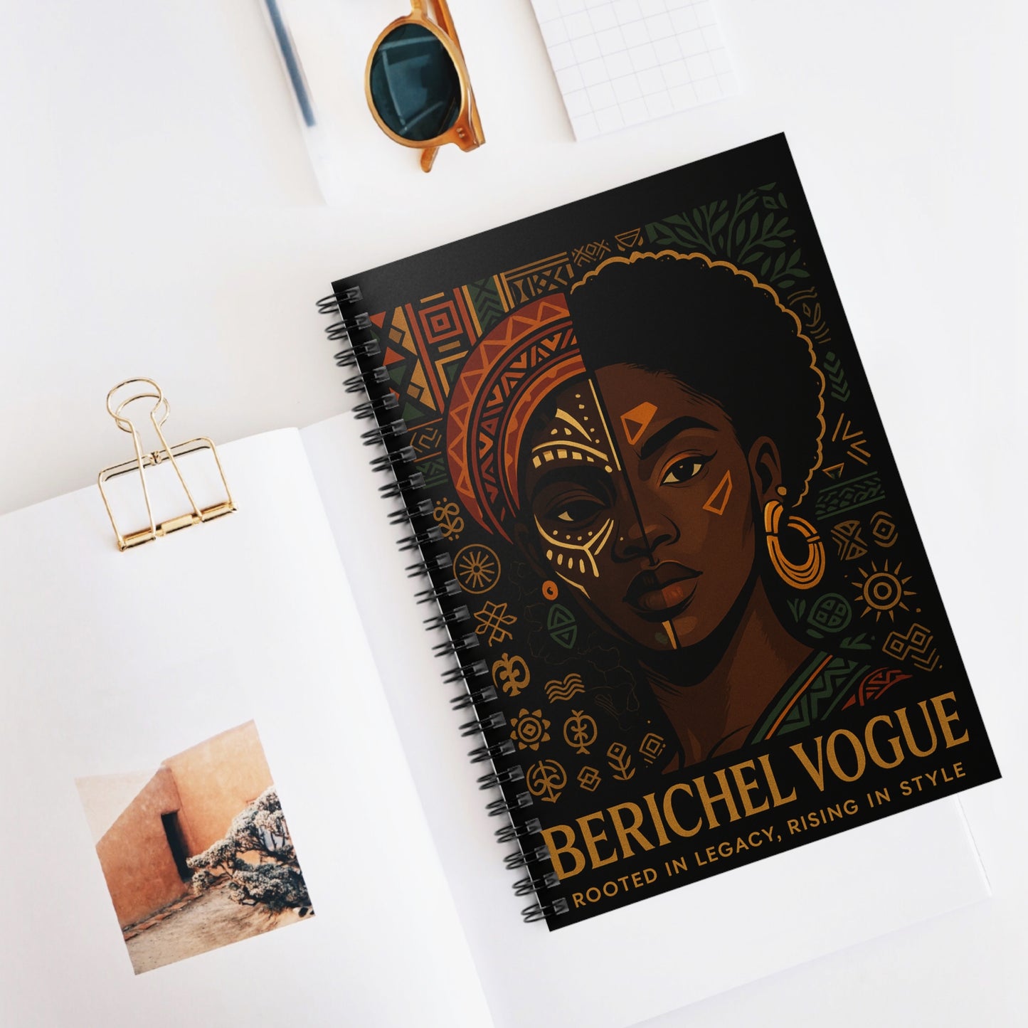 Cultural Empowerment Notebook - African Art, Inspirational Journal, Gift for Creatives, Unique Spiral Notebook, Ethnic Design