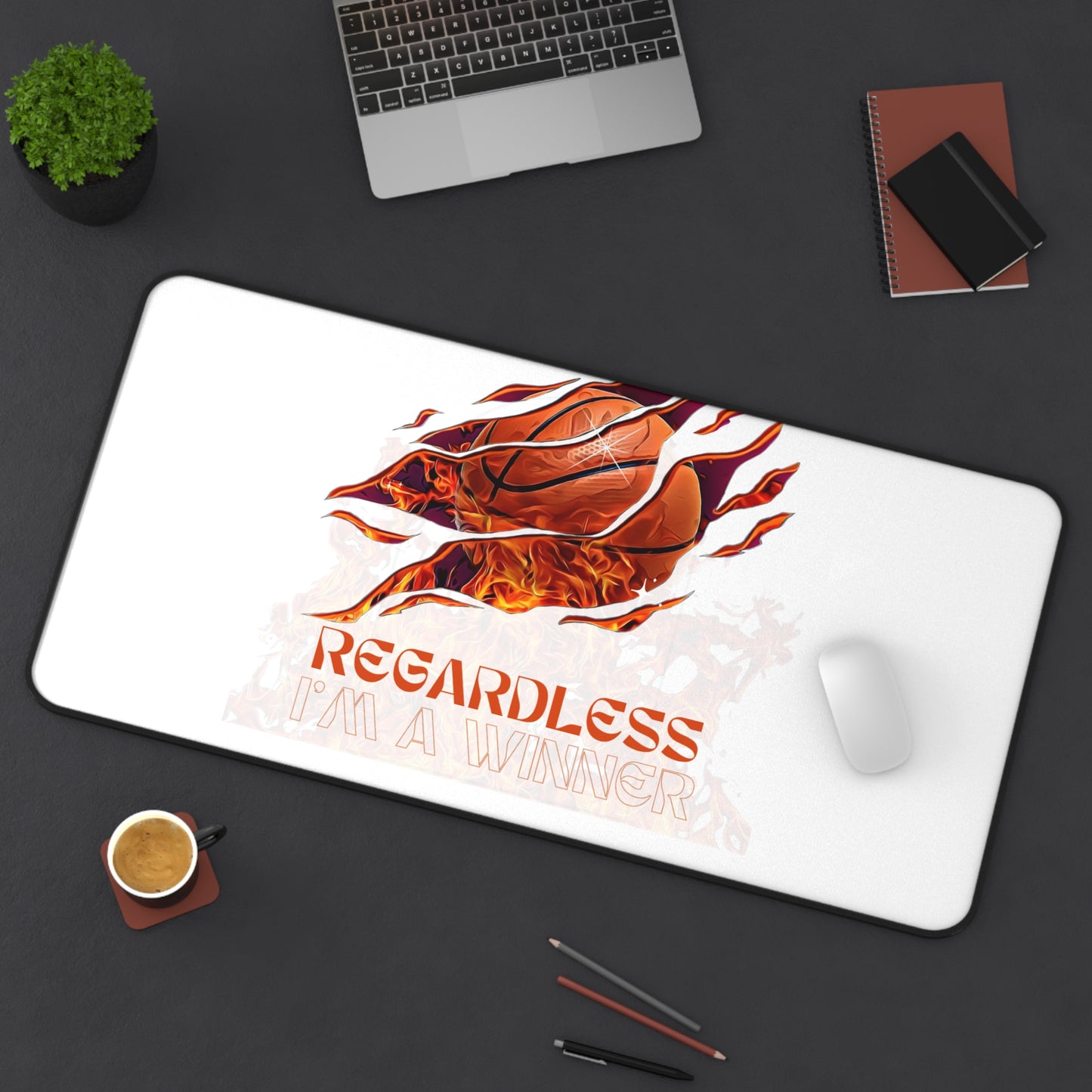 Basketball Desk Mat, Sports Office Decor, Gamer Mouse Pad, Motivational Gift, Unique Desk Accessories, Inspirational Home Office