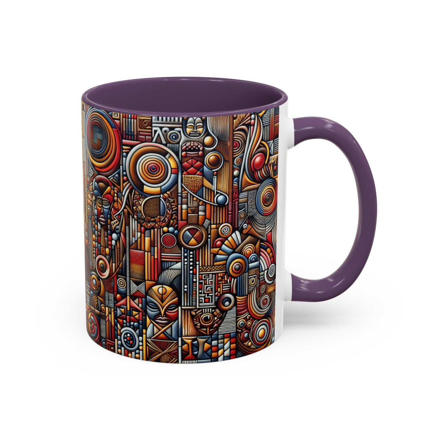 Accent Coffee Mug - Tribal Spiritual Design, Unique Gift for Coffee Lovers, Boho Decor, Home Office Mug, Ceremonial Poetry Edition