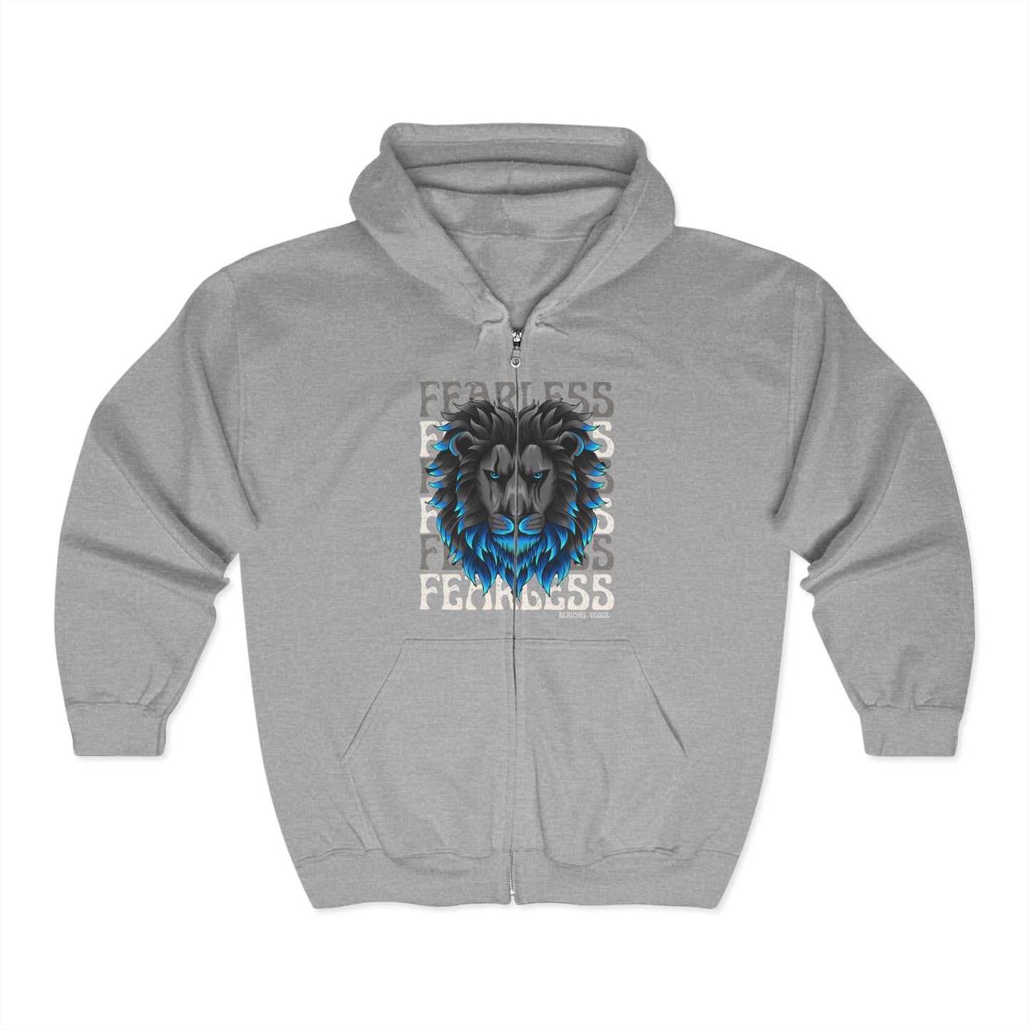 Fearless Zebra Hoodie, Unisex Full Zip Sweatshirt, Inspirational Apparel, Gift for Adventurers, Everyday Comfort Wear