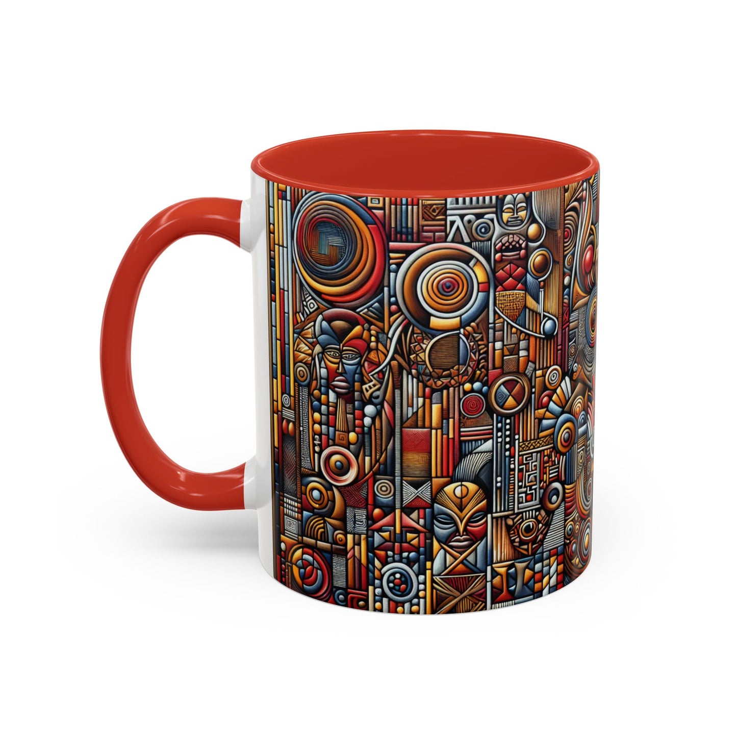 Accent Coffee Mug - Tribal Spiritual Design, Unique Gift for Coffee Lovers, Boho Decor, Home Office Mug, Ceremonial Poetry Edition