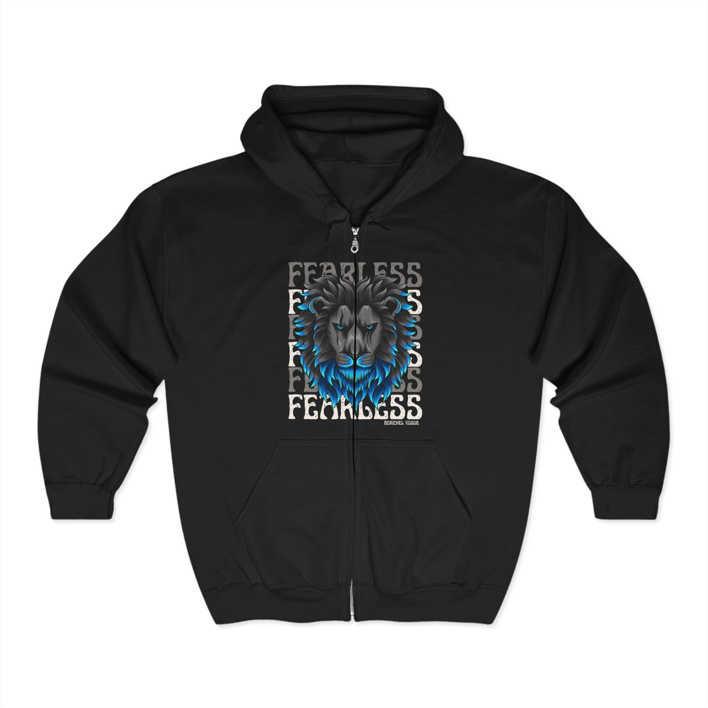 Fearless Zebra Hoodie, Unisex Full Zip Sweatshirt, Inspirational Apparel, Gift for Adventurers, Everyday Comfort Wear