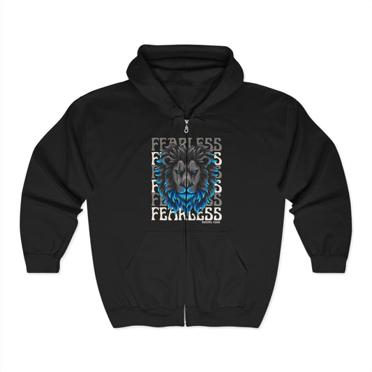 Fearless Zebra Hoodie, Unisex Full Zip Sweatshirt, Inspirational Apparel, Gift for Adventurers, Everyday Comfort Wear