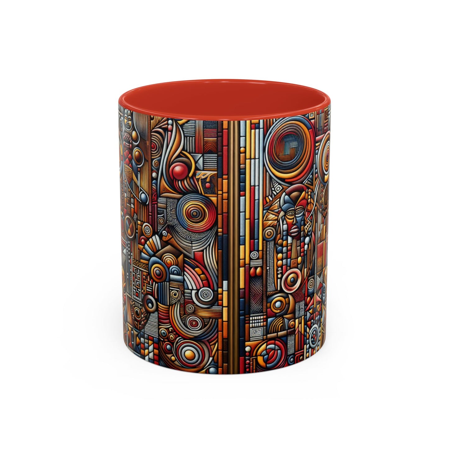 Accent Coffee Mug - Tribal Spiritual Design, Unique Gift for Coffee Lovers, Boho Decor, Home Office Mug, Ceremonial Poetry Edition